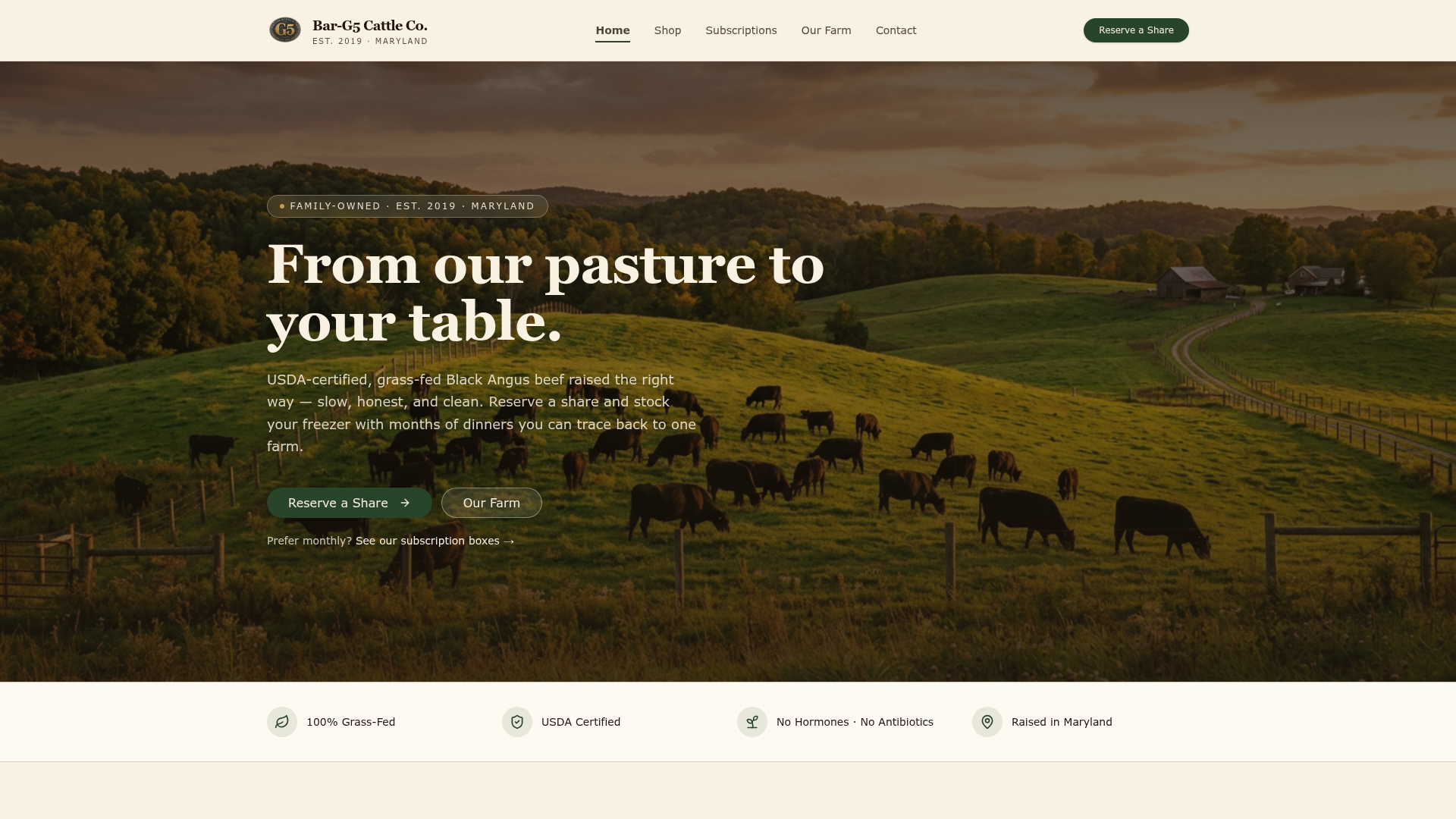 Bar-G5 Cattle Co. website preview