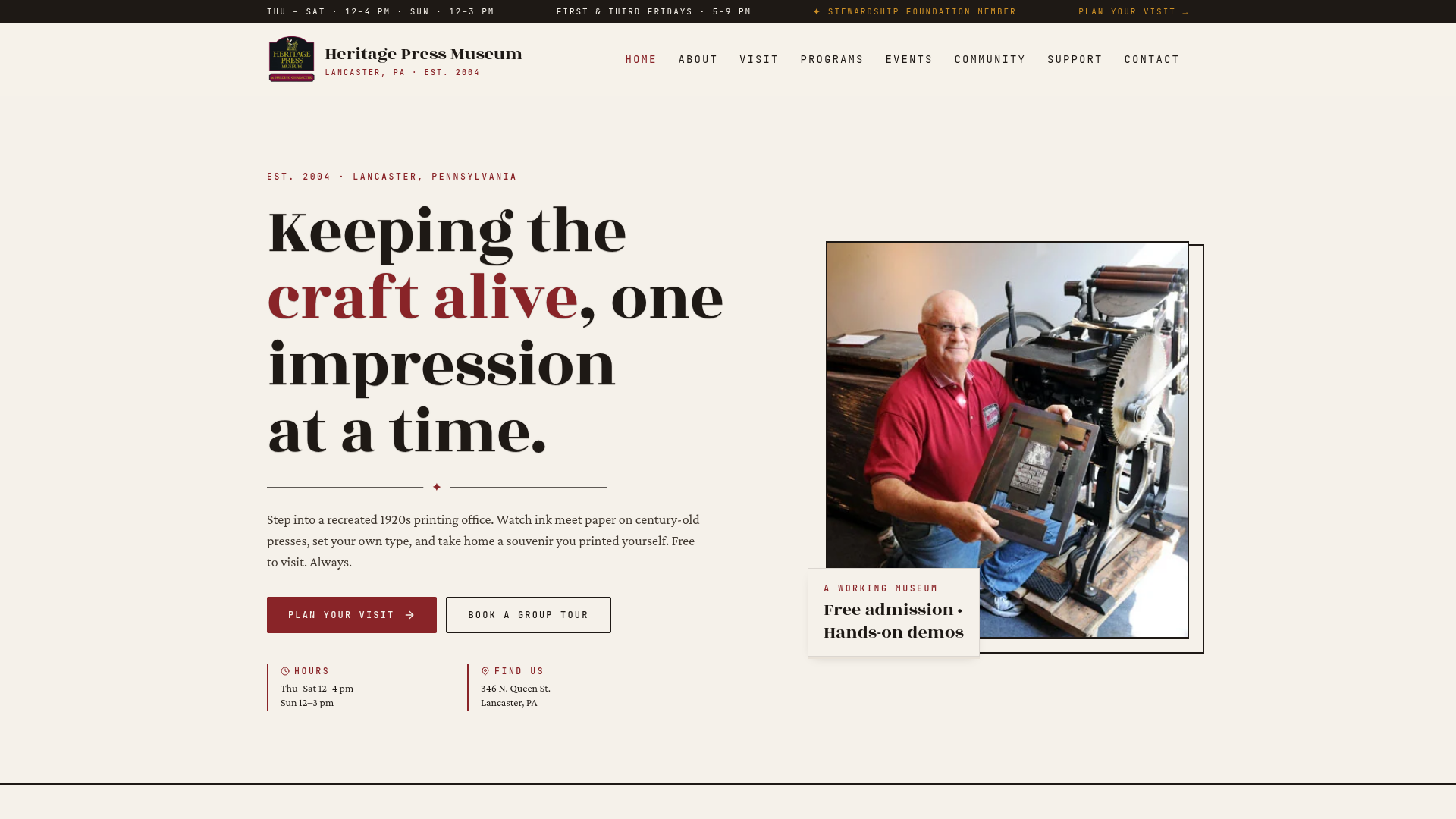 The Heritage Press Museum website preview